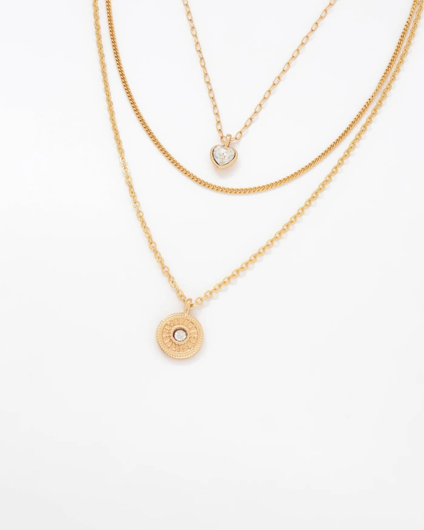 Crystal heart layered necklace