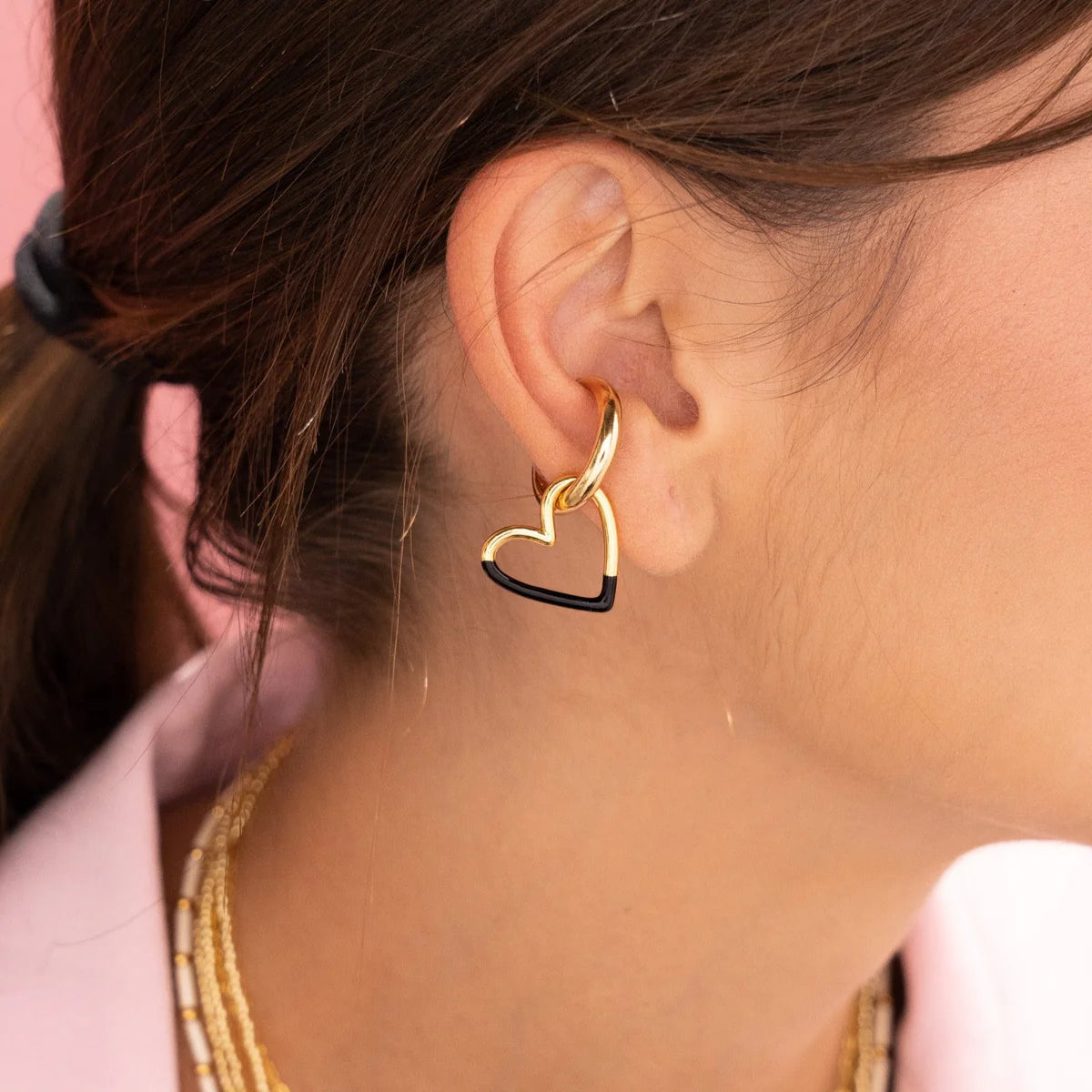 Black Heart Charm Earcuff