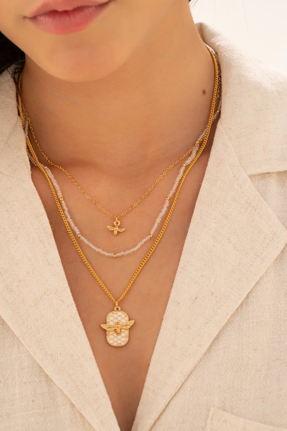 Bee layered necklace-handmade
