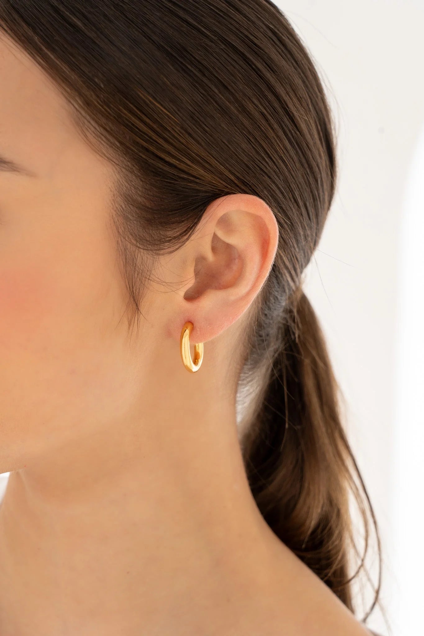 Red-gold heart double charm earrings