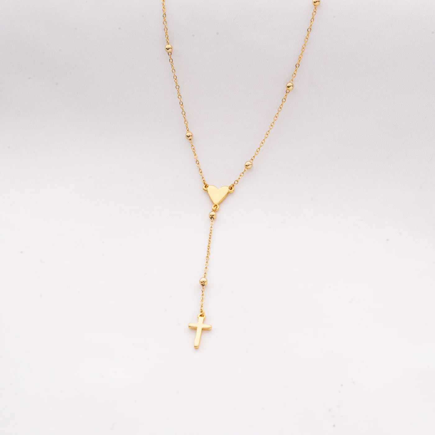 Faith Heart Cross Lariat Necklace