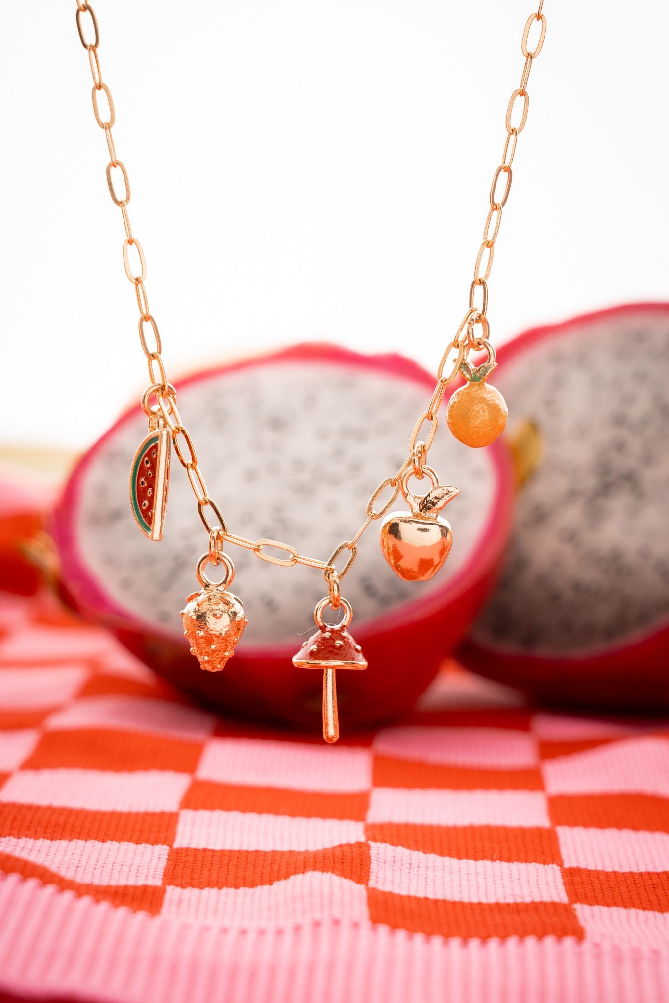 Fruit mix multicharms necklace