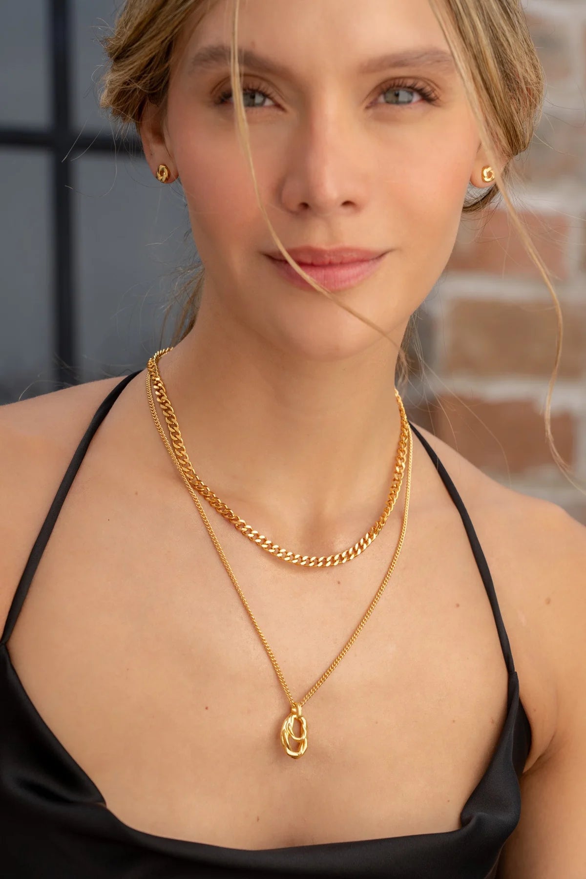 Doble drop layered necklace