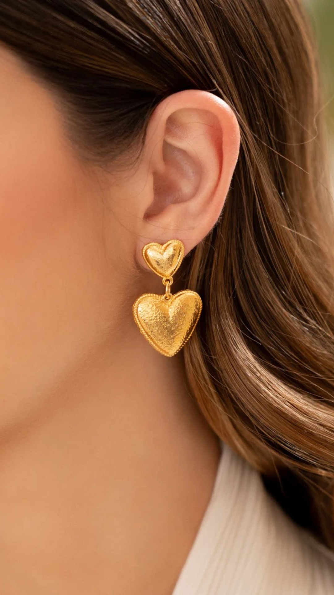 Heart-Shaped Earrings with Textured Finish