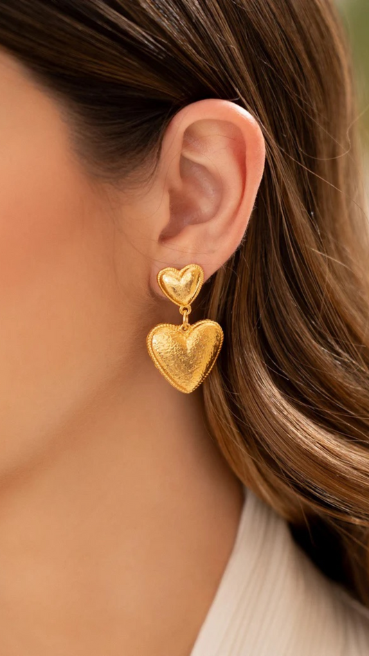Heart-Shaped Earrings with Textured Finish