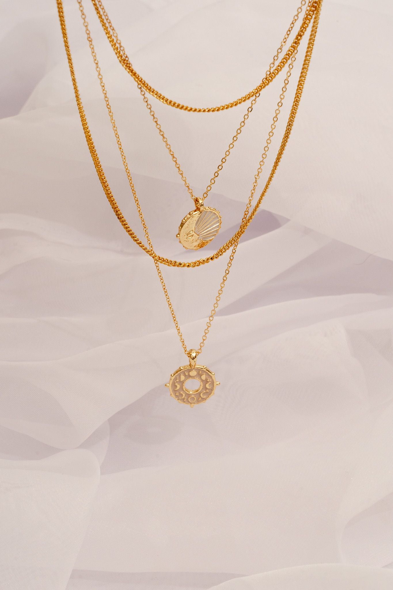 Moon Phases Layered Necklace – Celestial Jewelry for Women