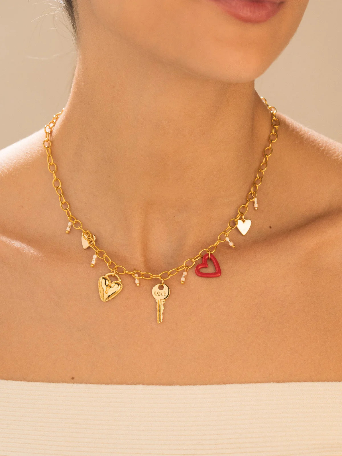 Multicharms Heart Key Necklace