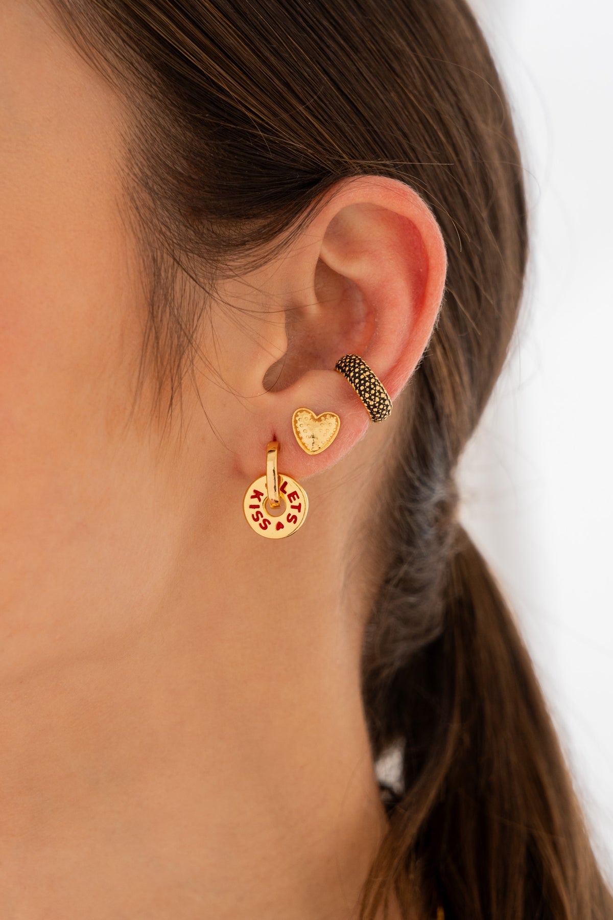 Let’s love Earrings Set. Small Hoop, Stud and Earcuff