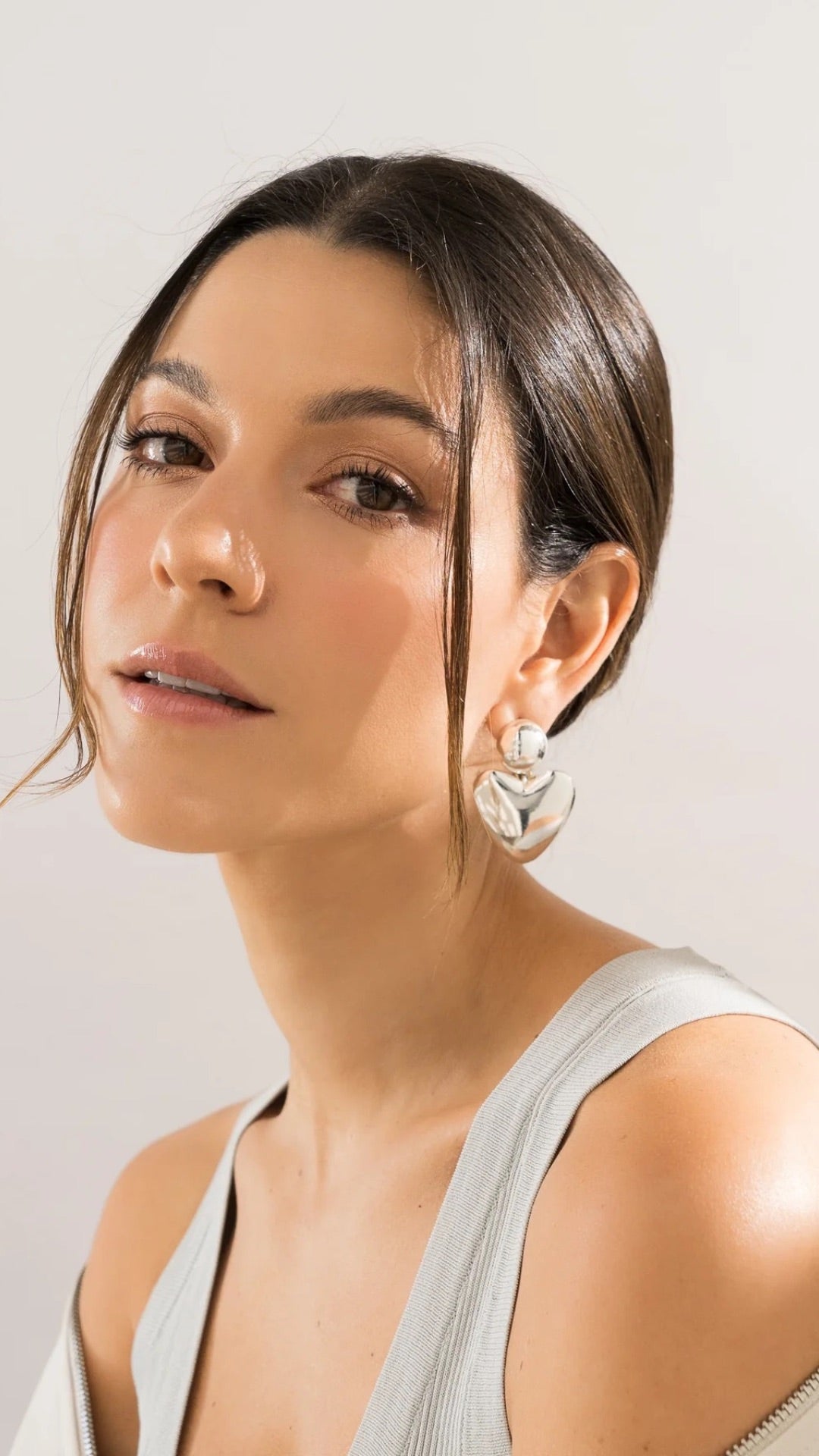 Shine maxi-heart silver earrings