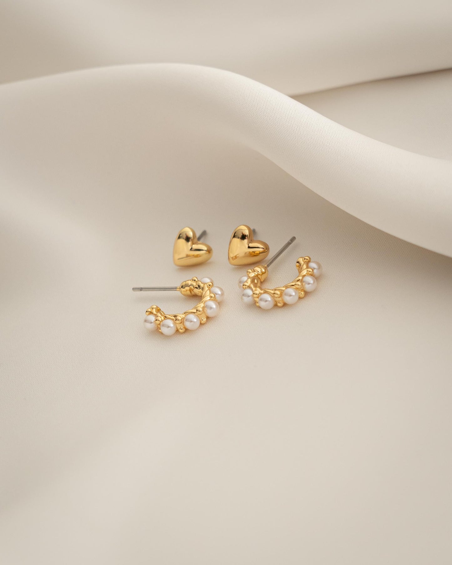 Pearl basic Earrings setx2