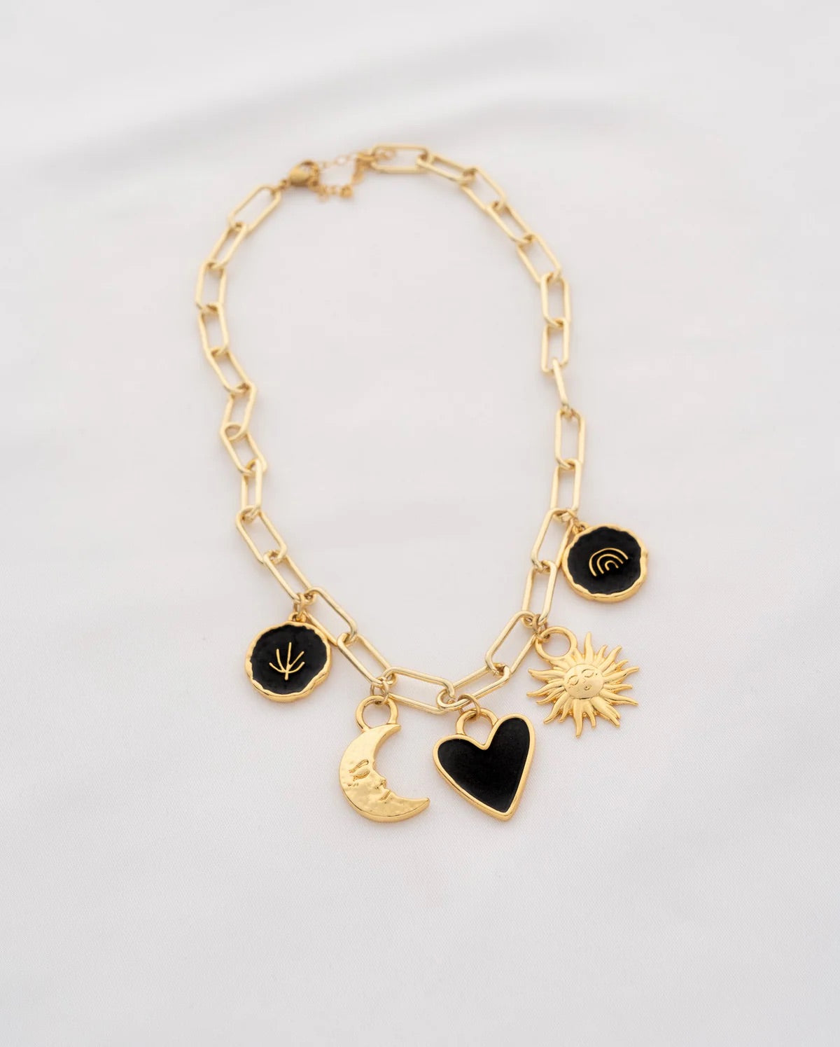Sun and moon multicharms necklace