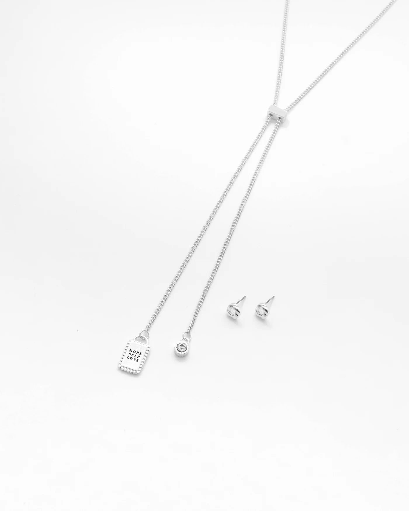 Silver More Self Love Lariat Necklace
