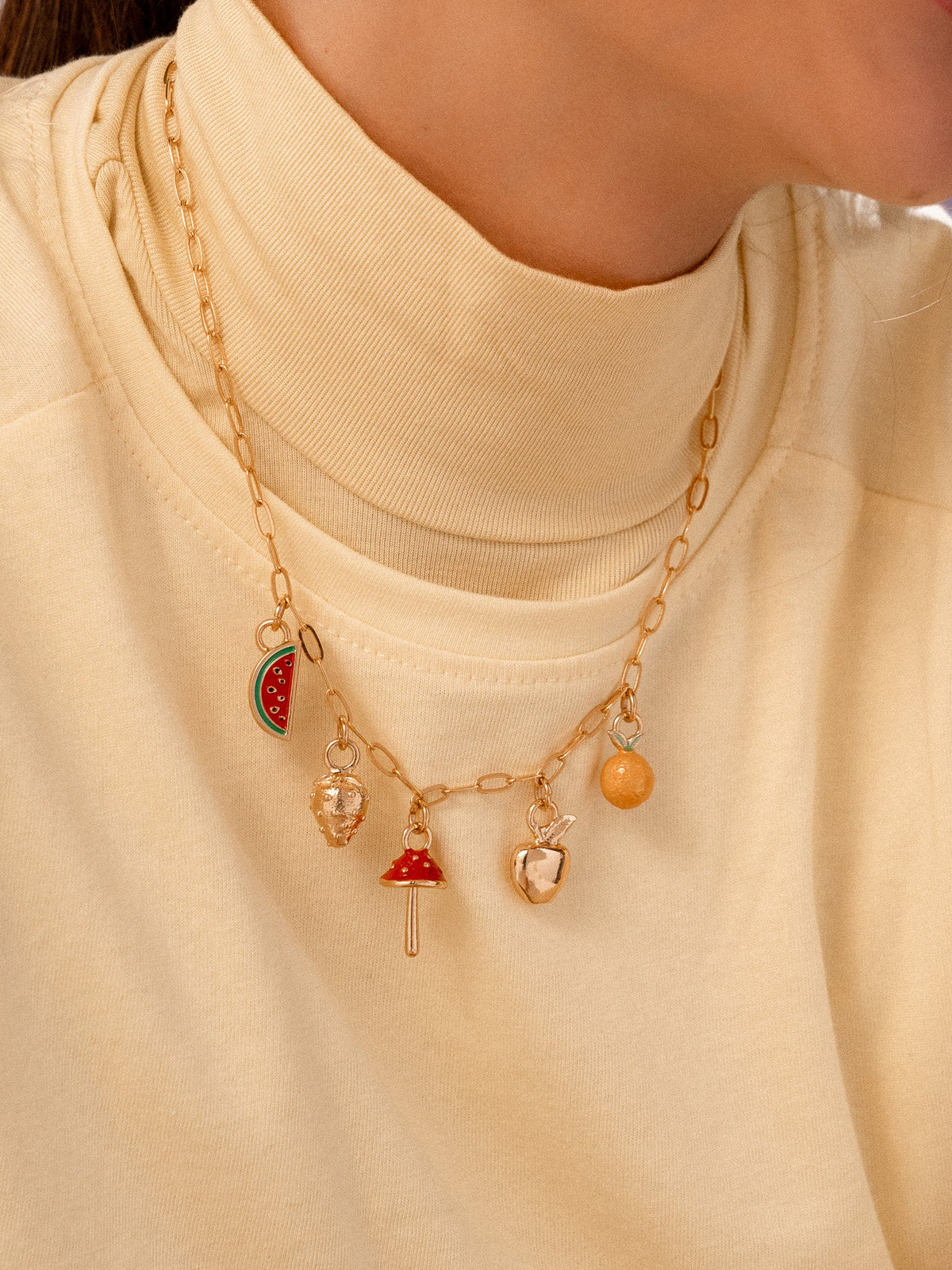 Fruit mix multicharms necklace