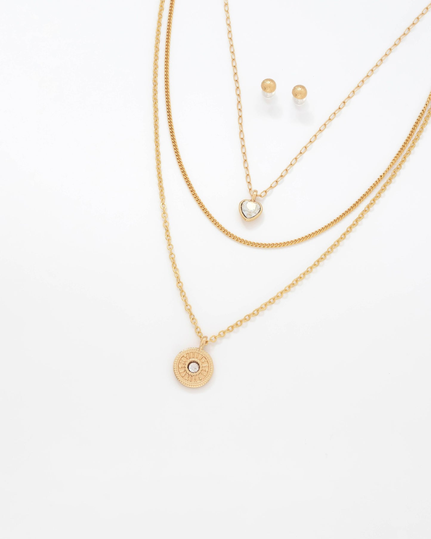 Crystal heart layered necklace