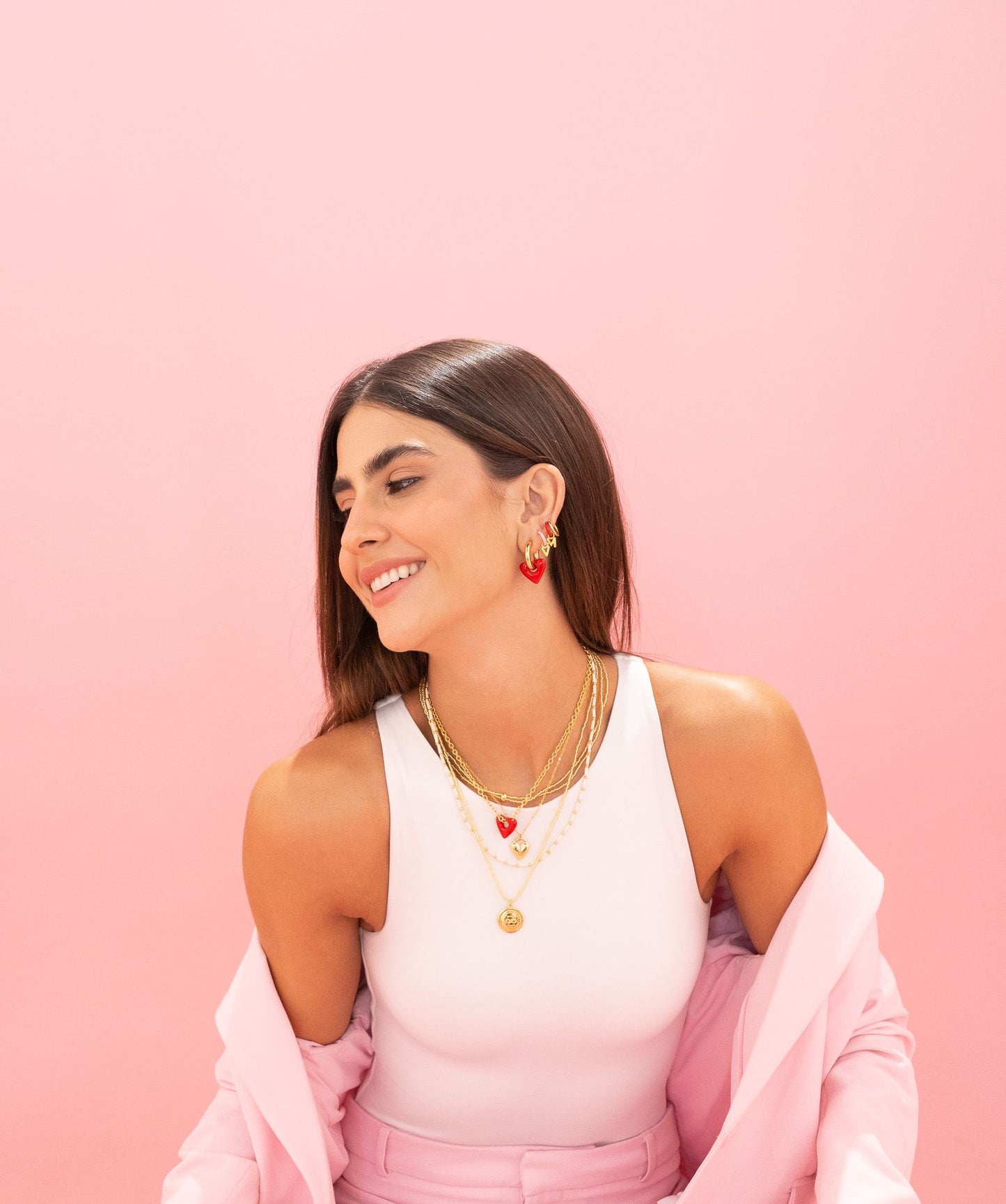 Red Heart Hoops Earrings