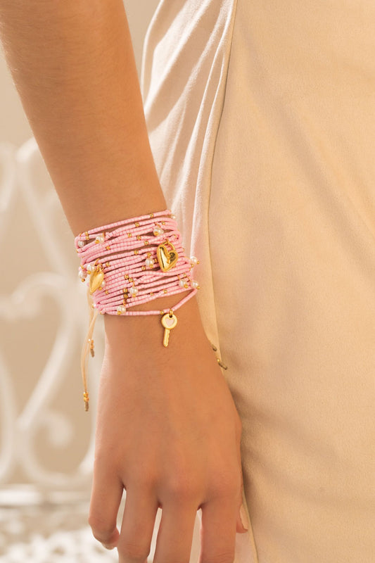 Pink Love Key Handwoven Bracelet