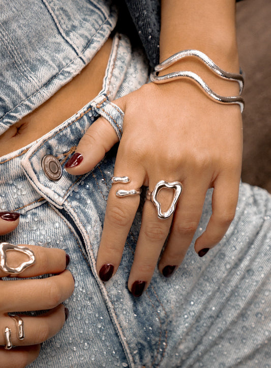Silver Aesthetic Set Rings