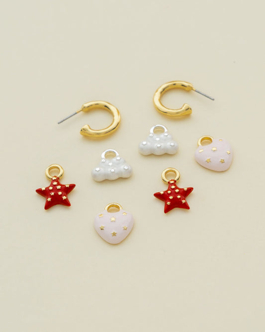 Lluvia de amor Earrings with triple charm