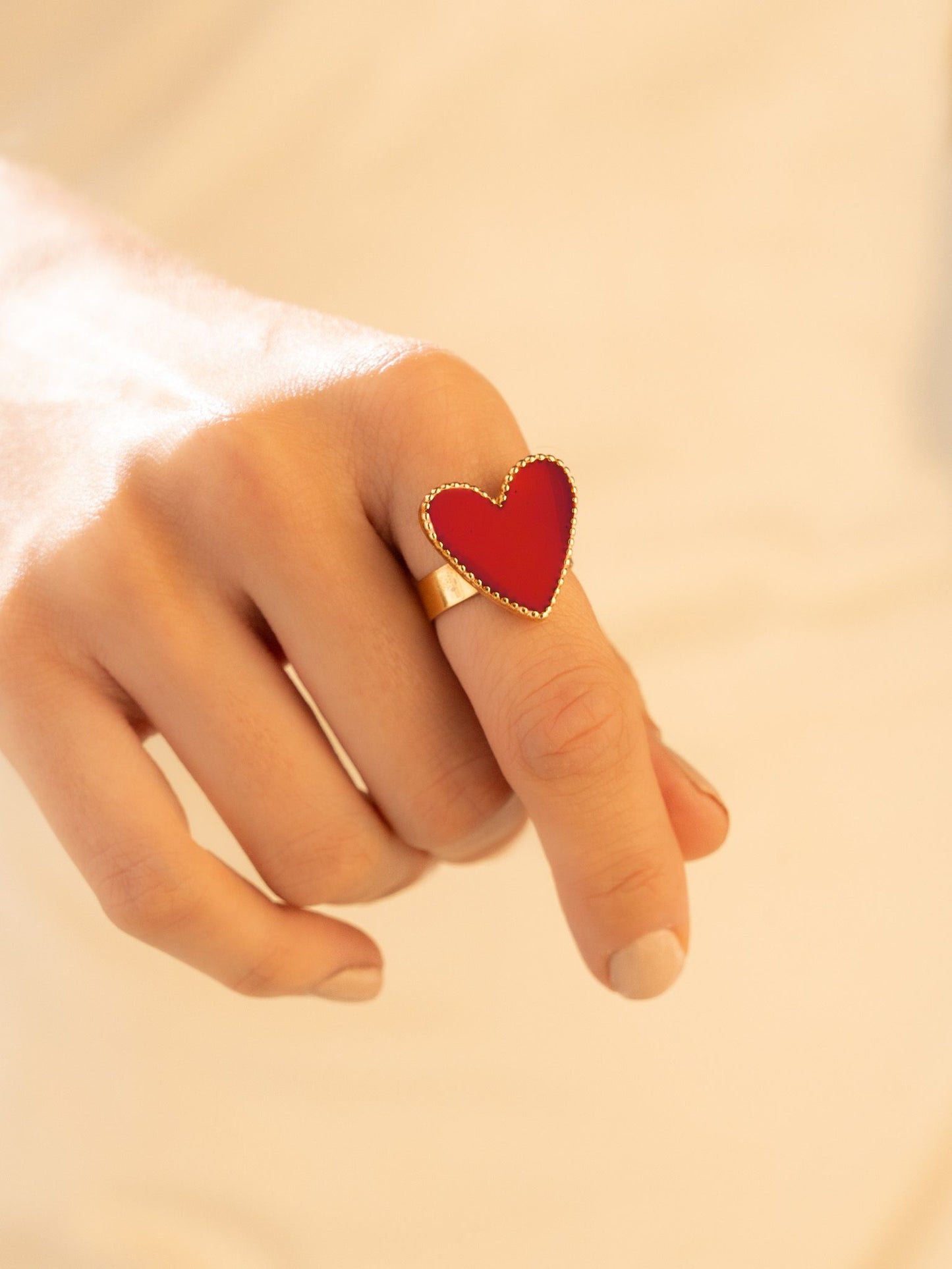 Red Heart Ring-adjustable