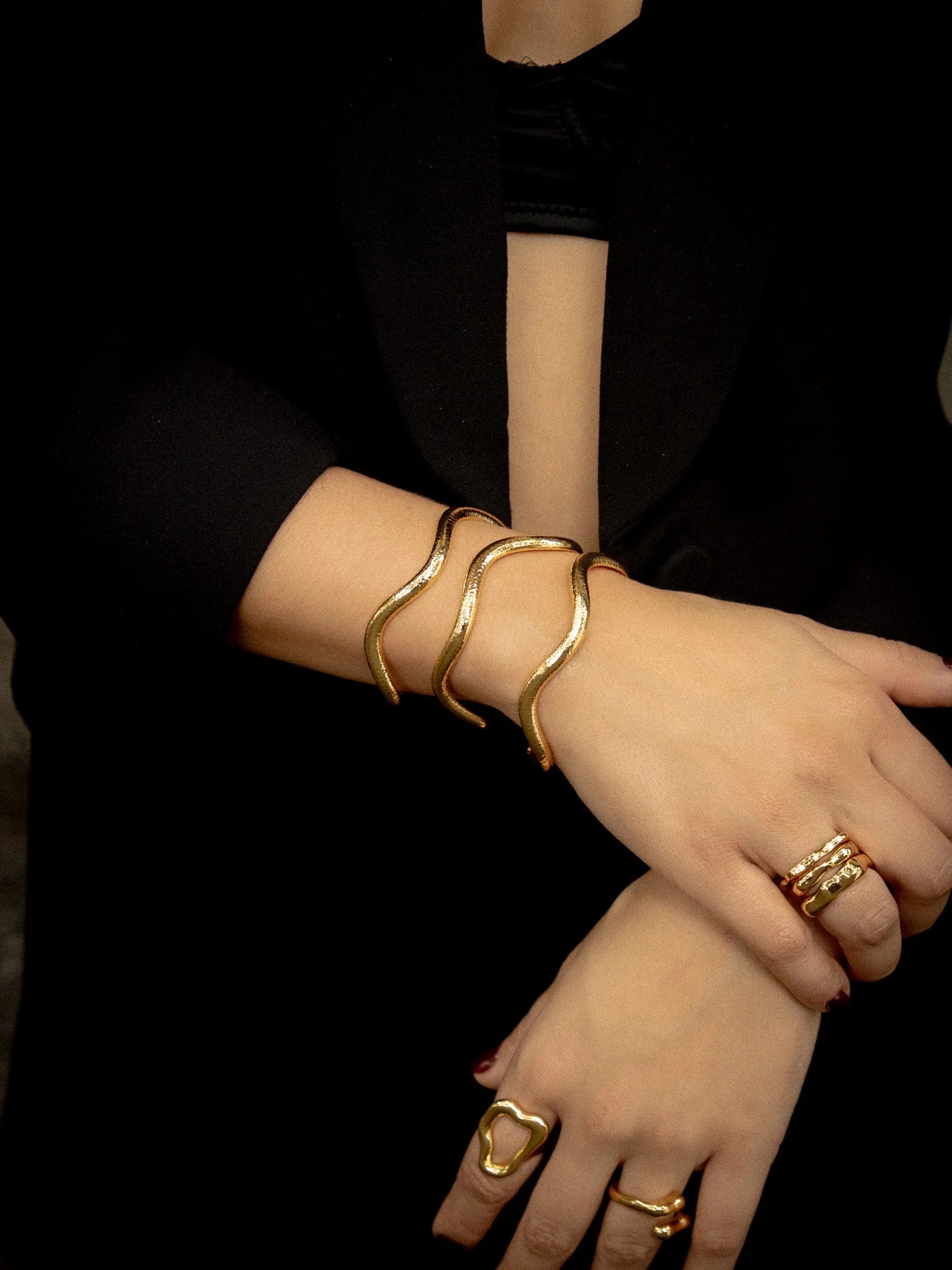 Wavy-Shaped Cuff Bracelet