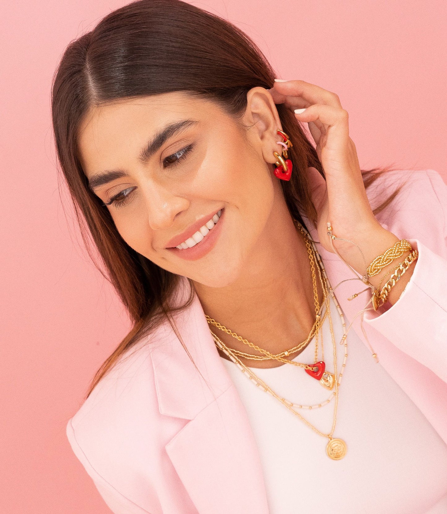 Red Heart Hoops Earrings
