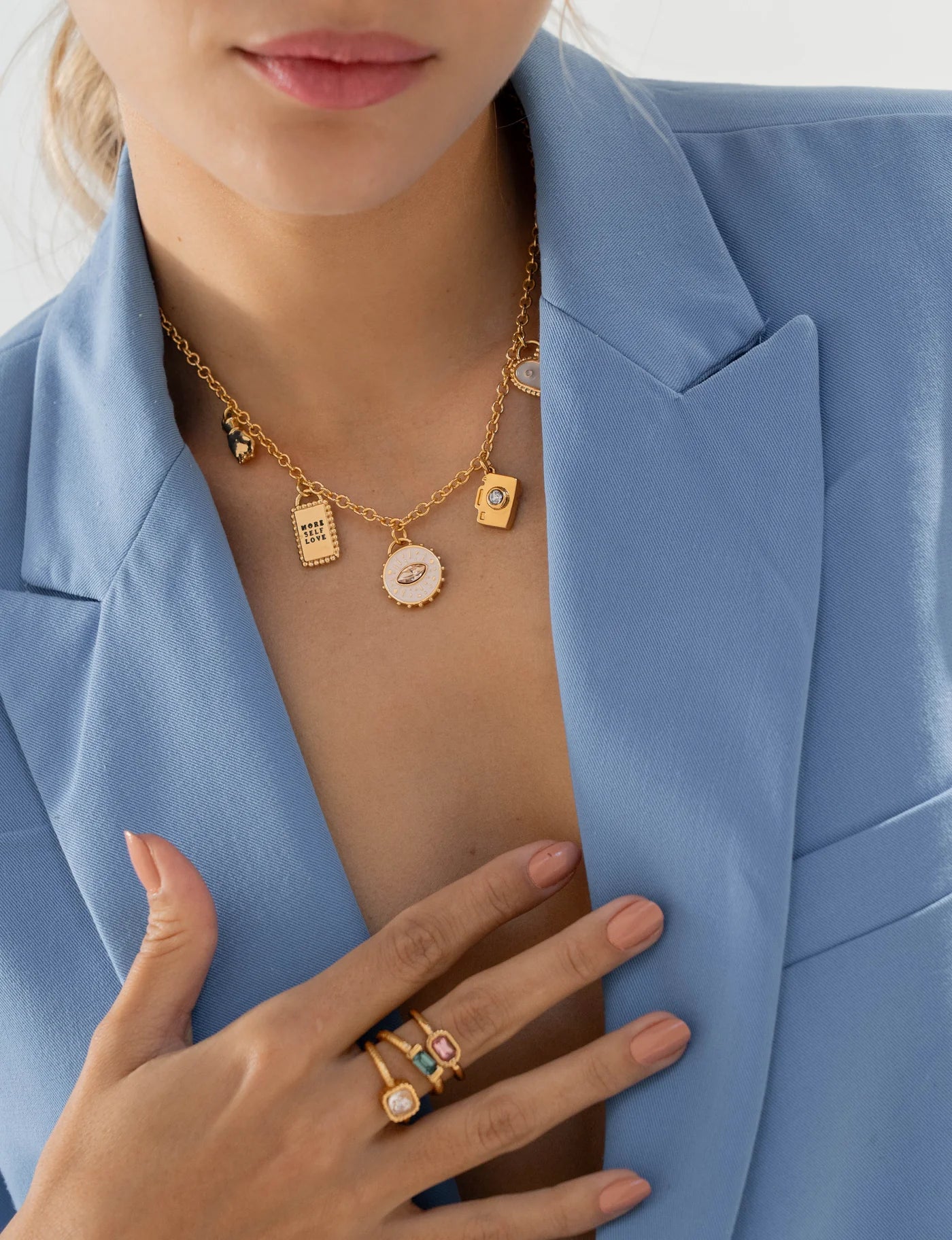 Afirmations multicharms necklace