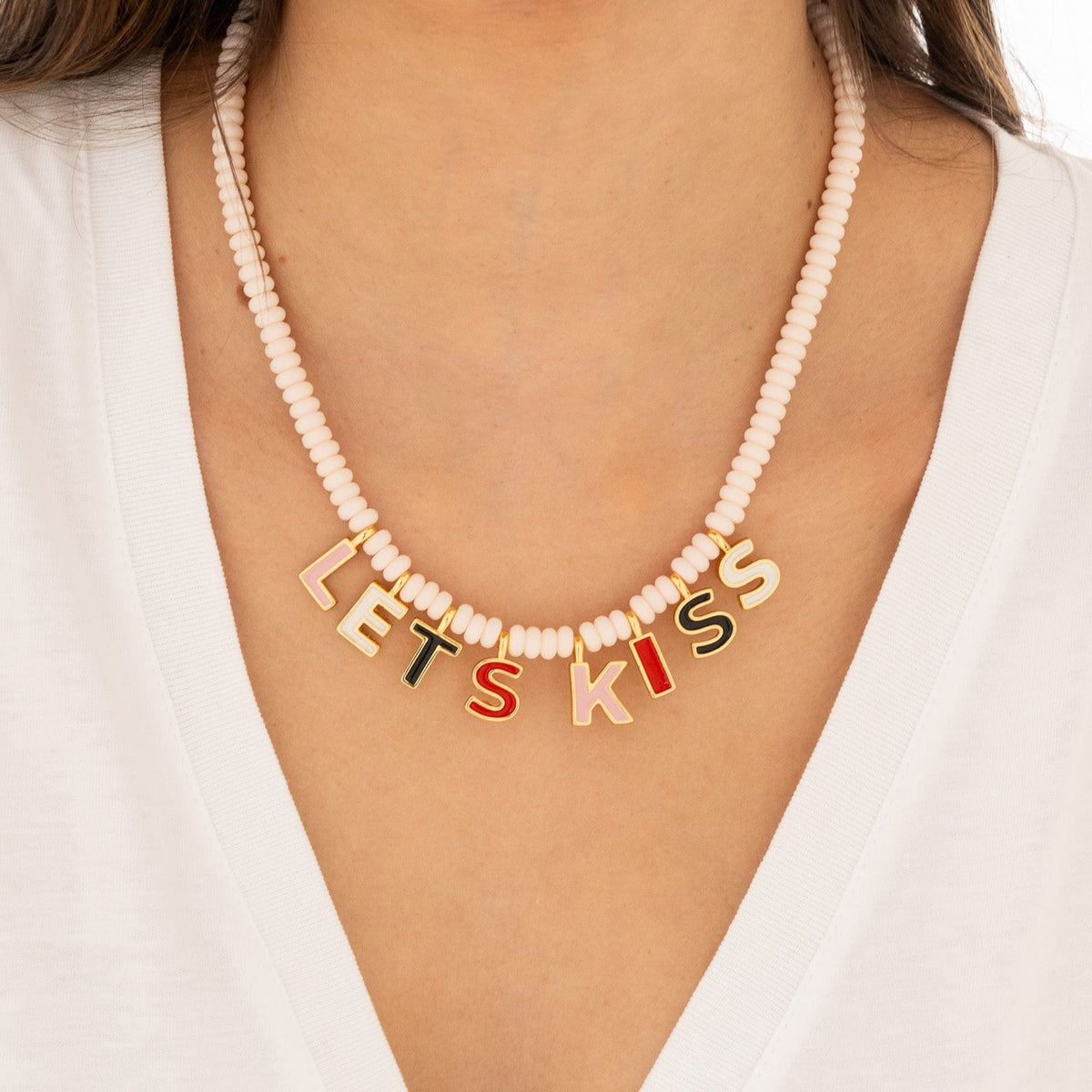 Lets Kiss Necklace-hand painted