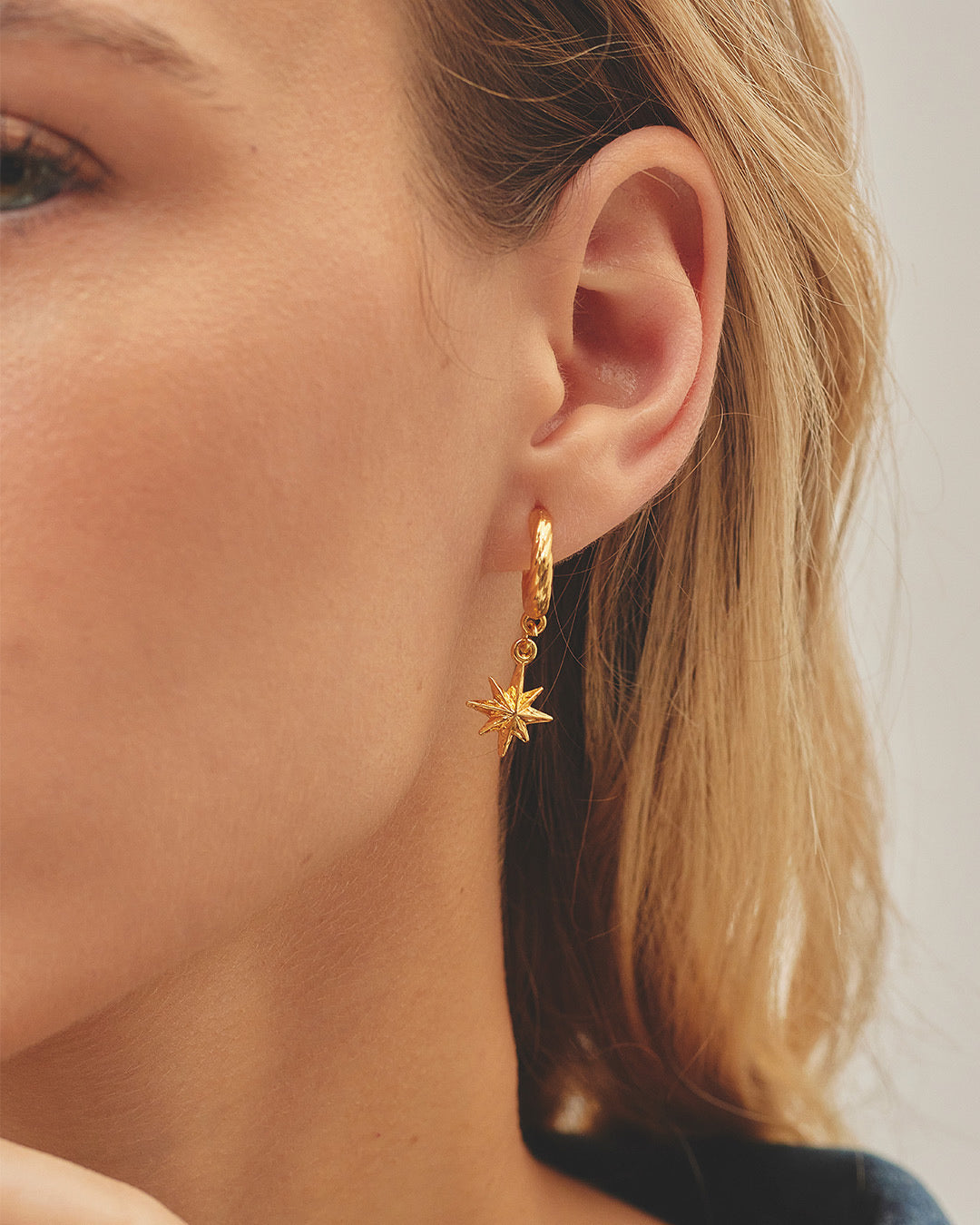 Astros Earrings Set-Dainty hoop and Earcuff