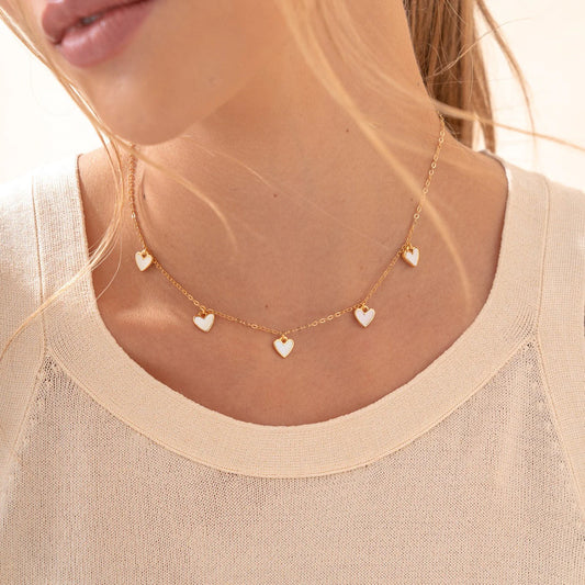 White Mini Heart Necklace