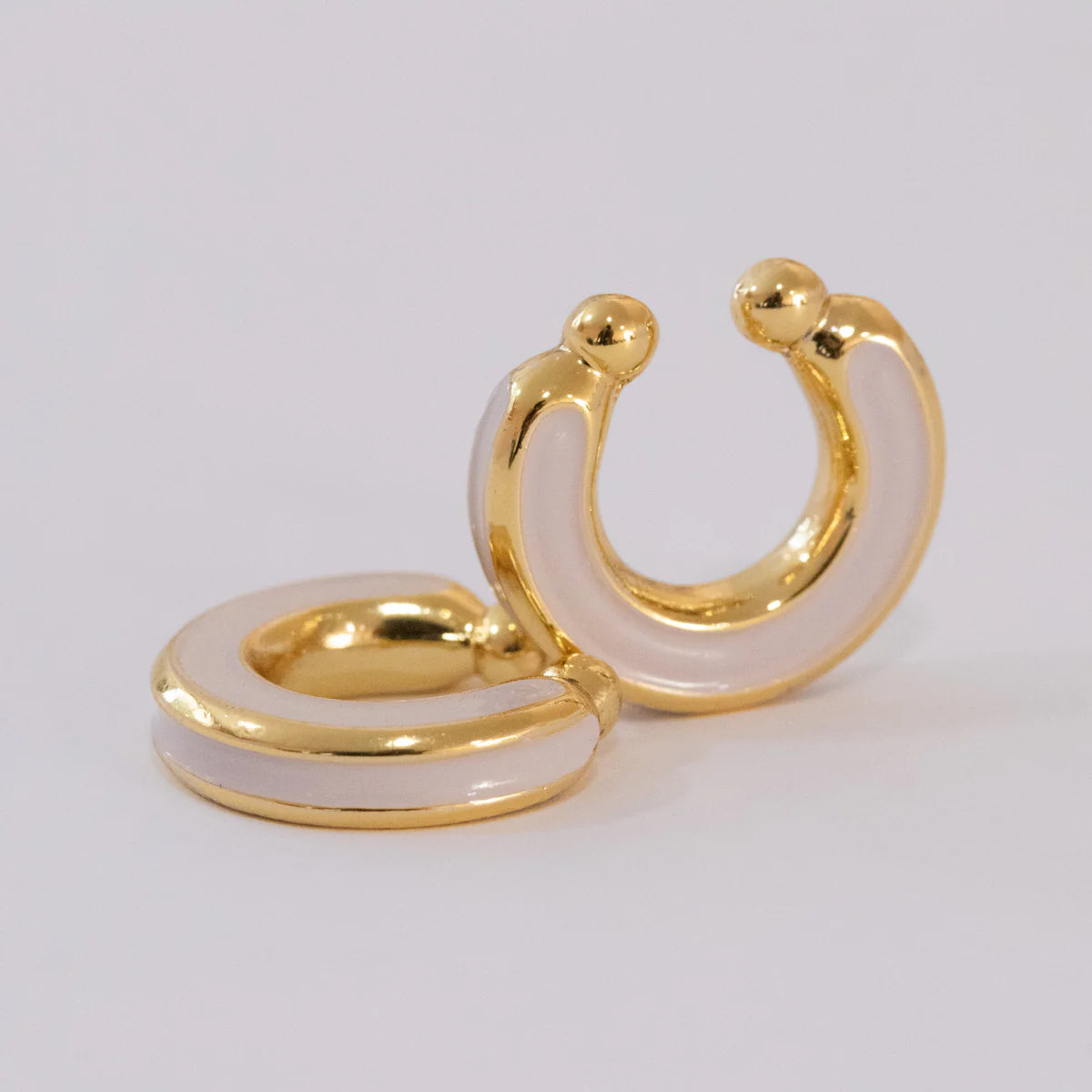 Beige Earcuff-hand painted