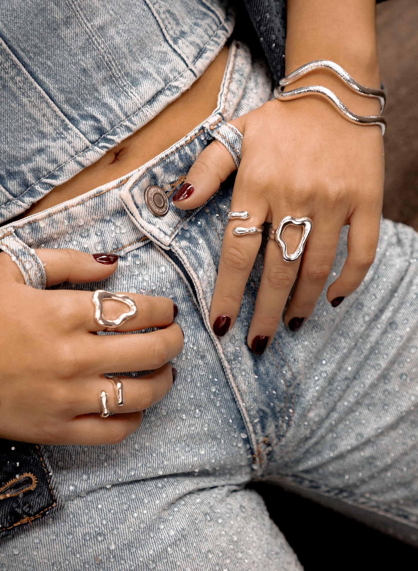 Silver Aesthetic Set Rings