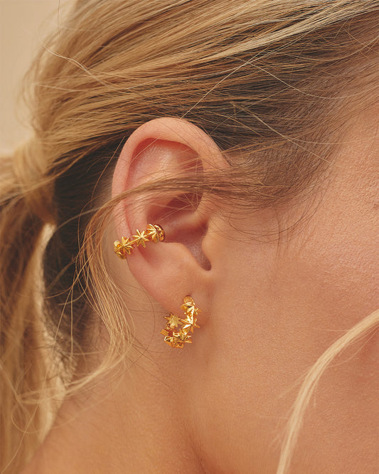 Stellar Earrings Set-Dainty hoop, Stud and Earcuff