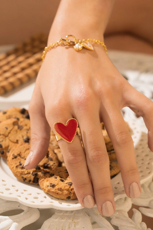 Red Heart Ring-adjustable