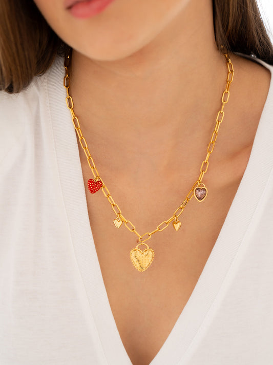 Multicharms heart necklace