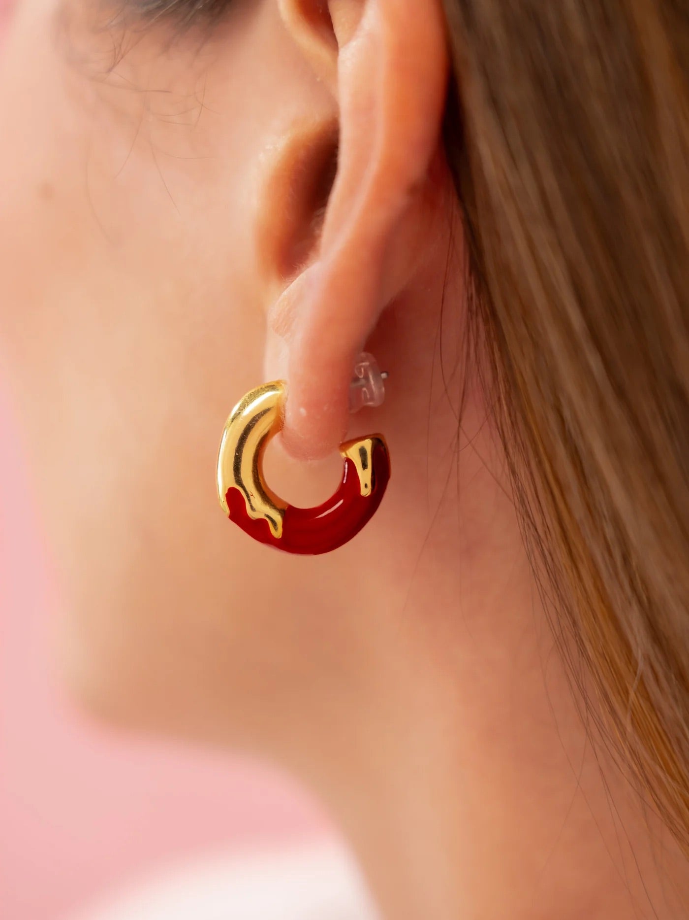 Red Sweet Hoop Earring