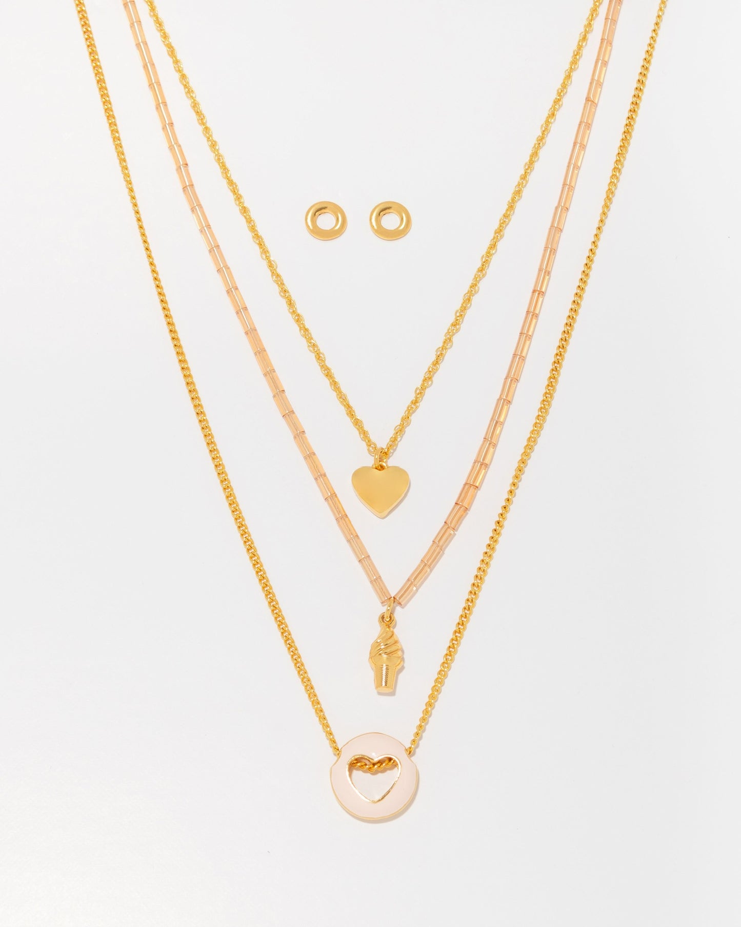 Ice Cream Heart Layered Necklace