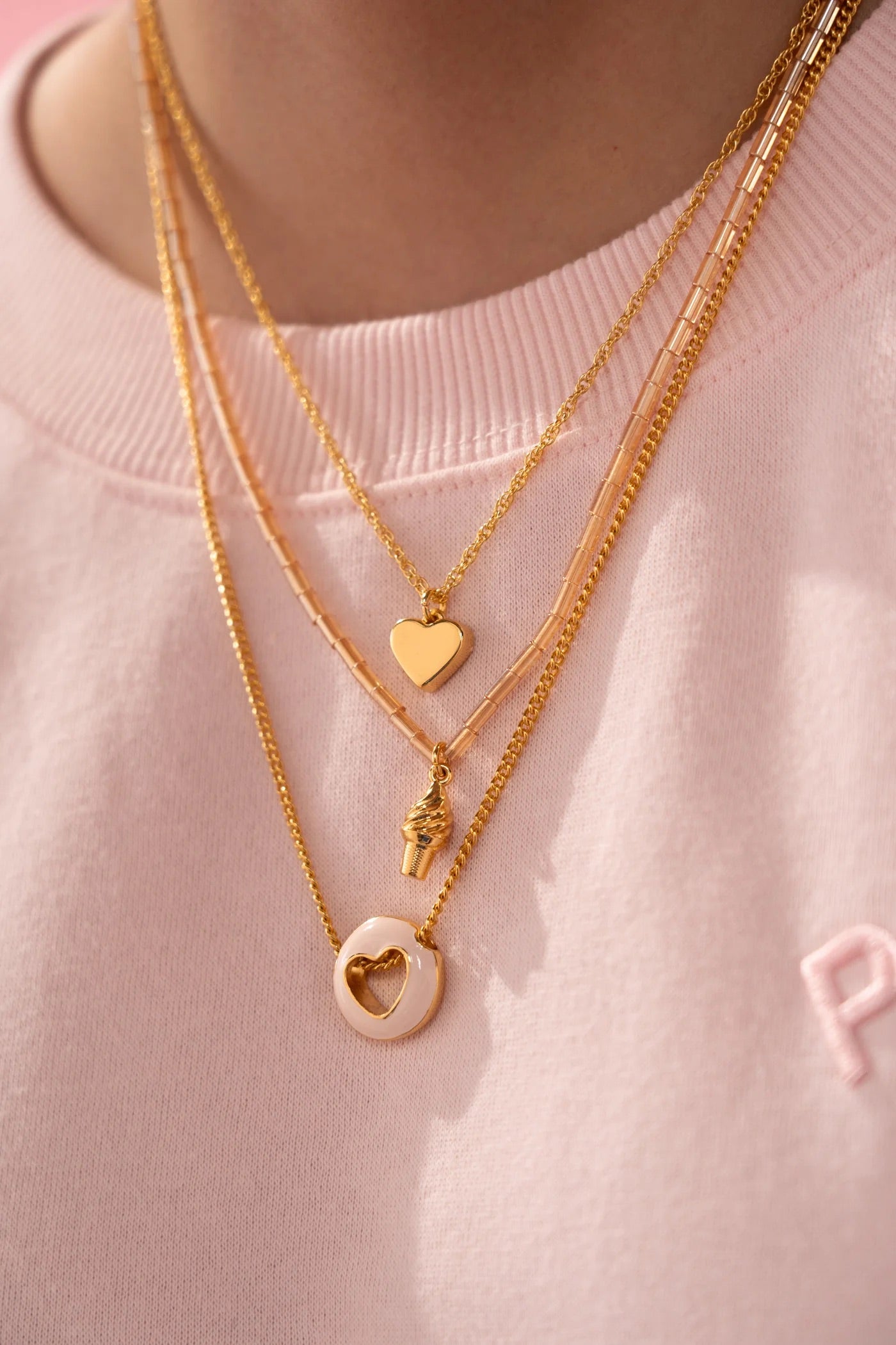 Ice Cream Heart Layered Necklace