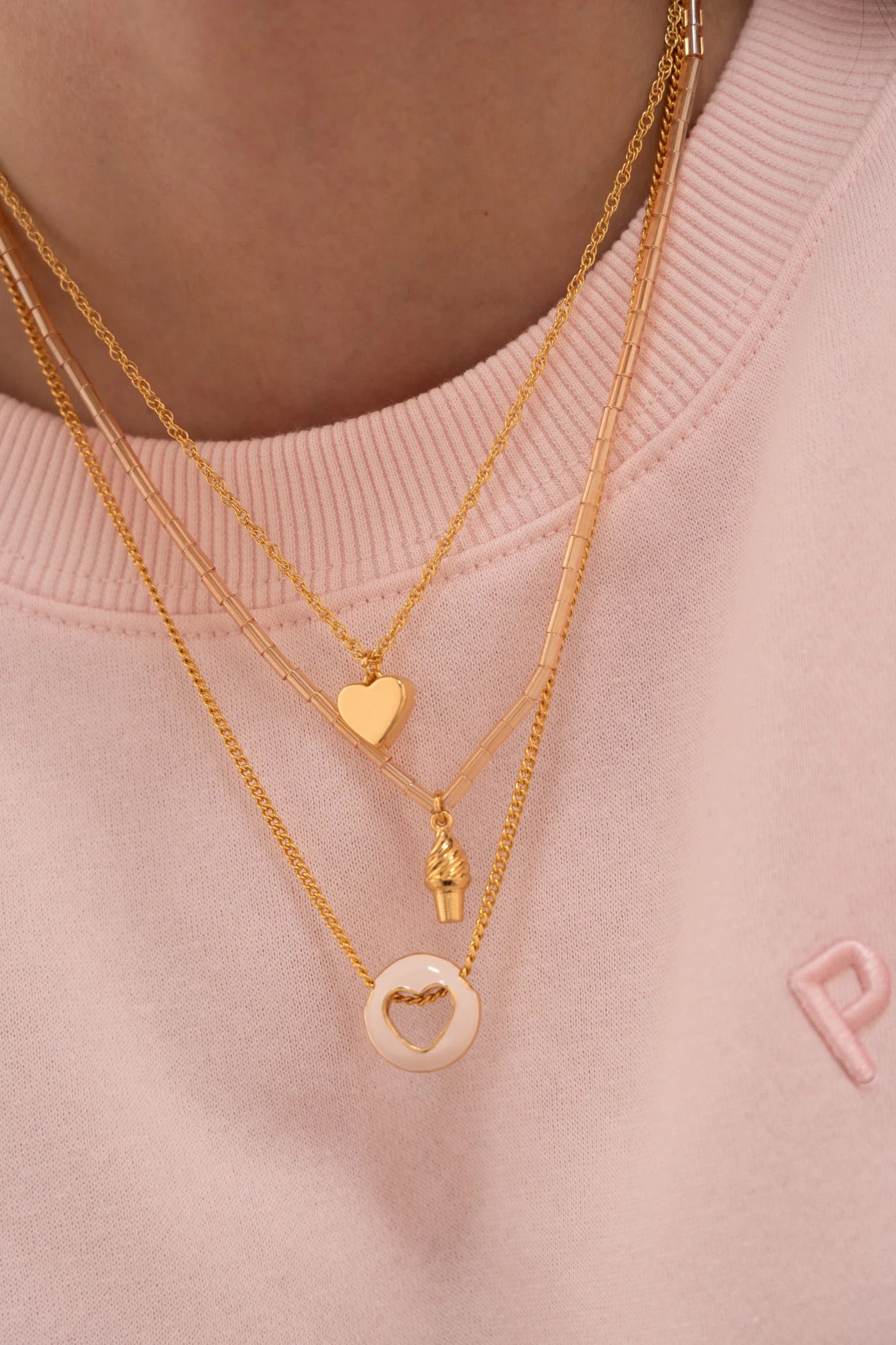 Ice Cream Heart Layered Necklace