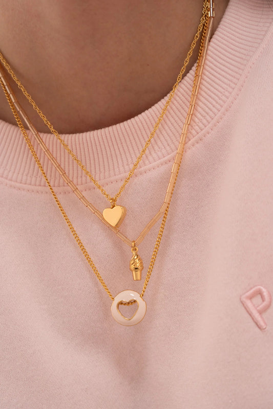 Ice Cream Heart Layered Necklace