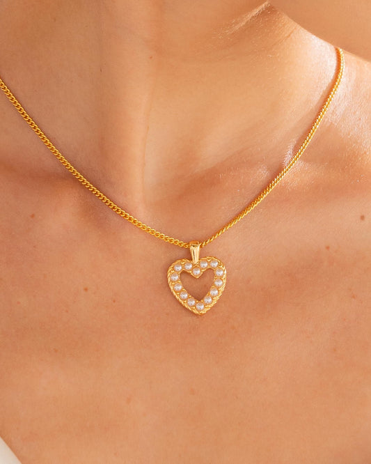 Multi-Pearl Heart Necklace