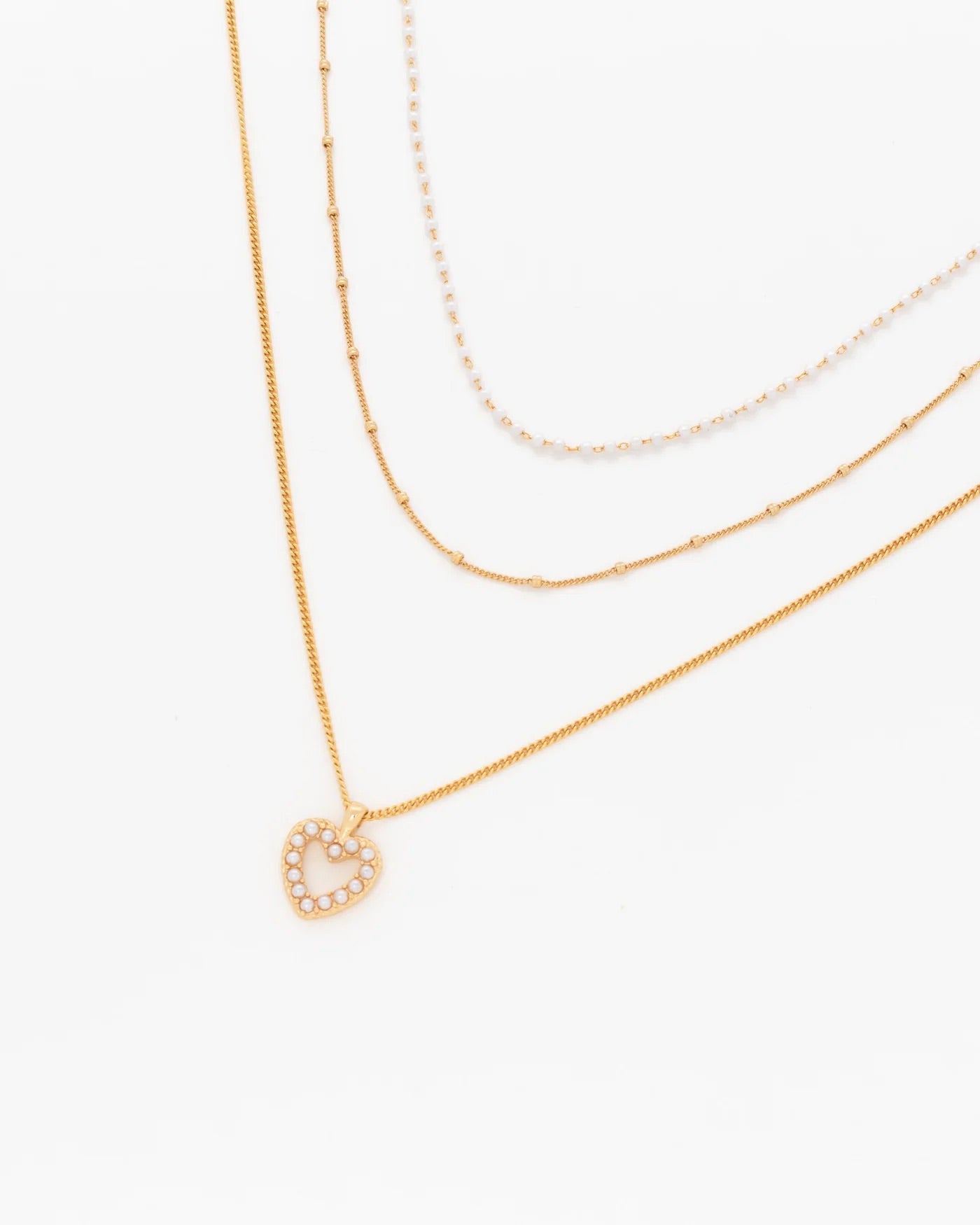 Multi-Pearl Heart Layered Necklace