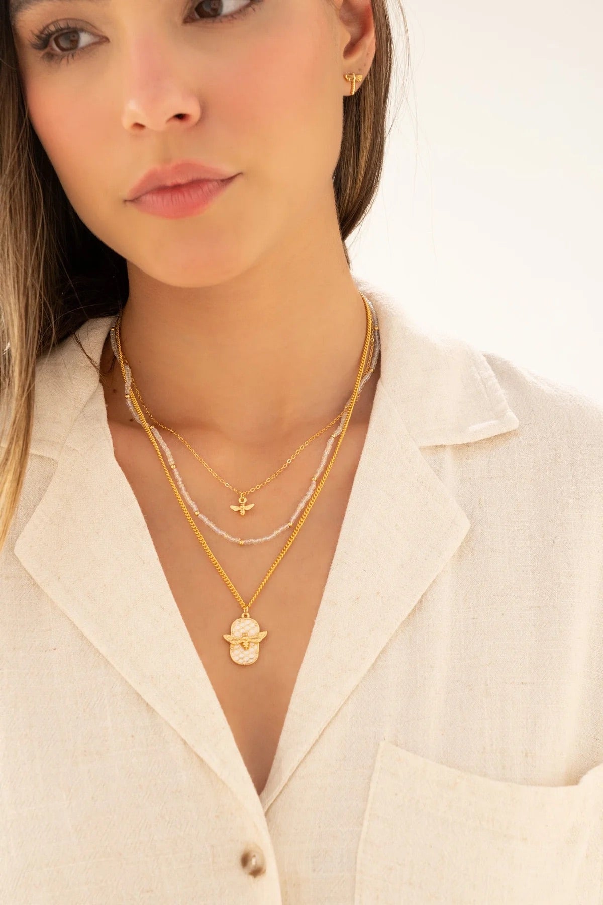 Bee layered necklace-handmade