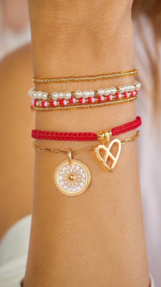 Red mandala set bracelets-hand made