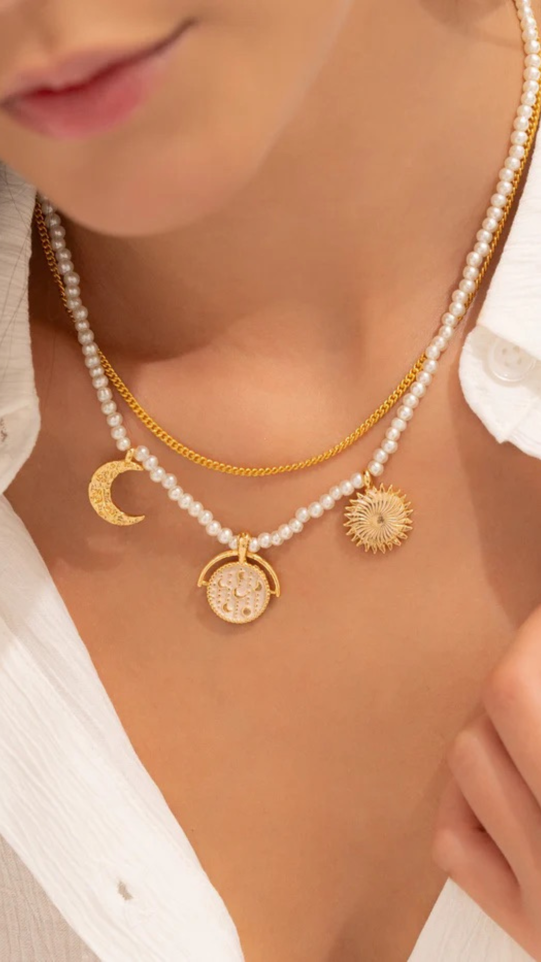 Moon Phases Layered Necklace