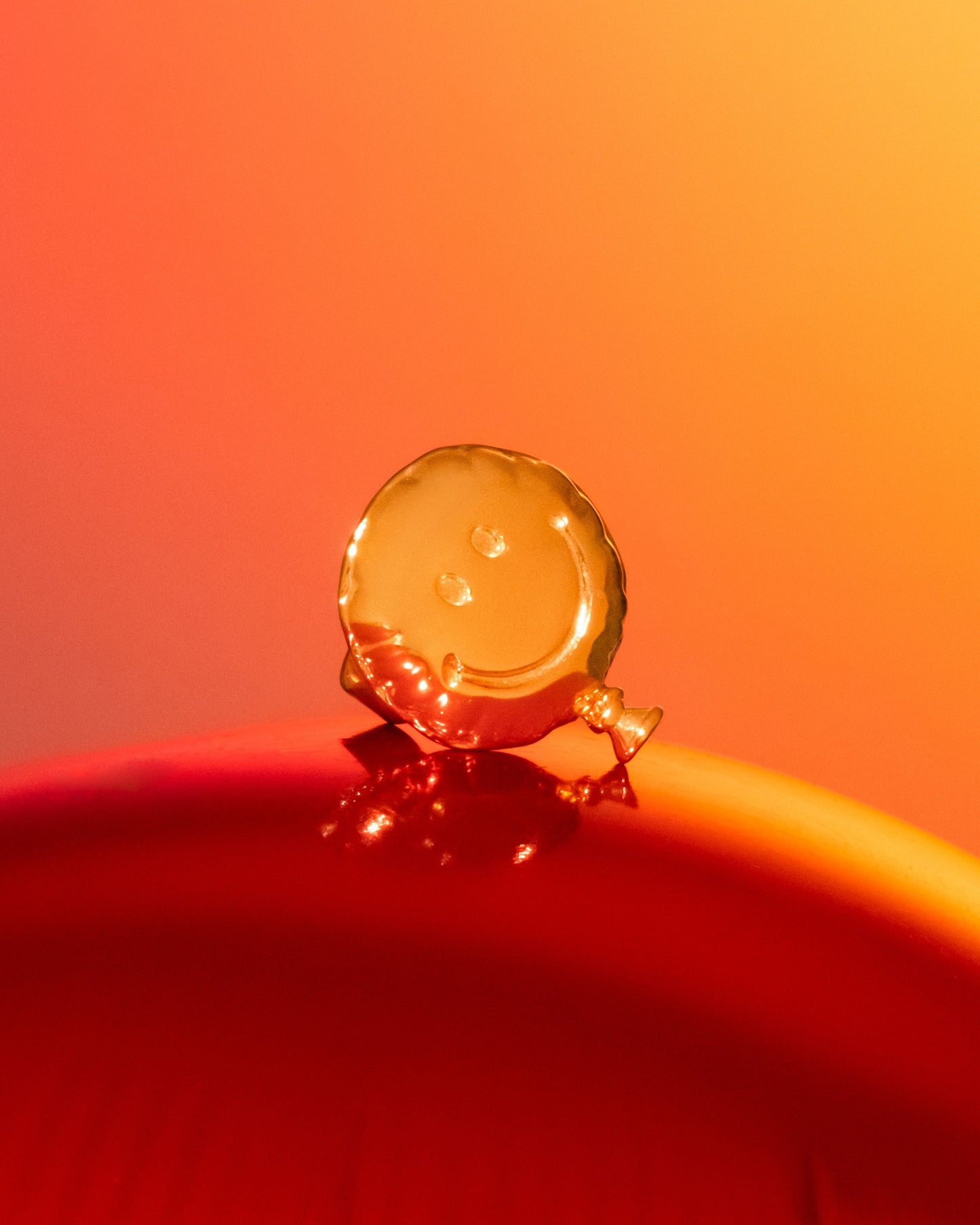 Gold Happy Face Balloon Ring