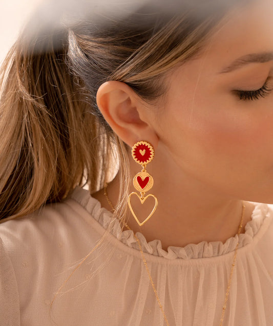 Red Love Drop Earrings