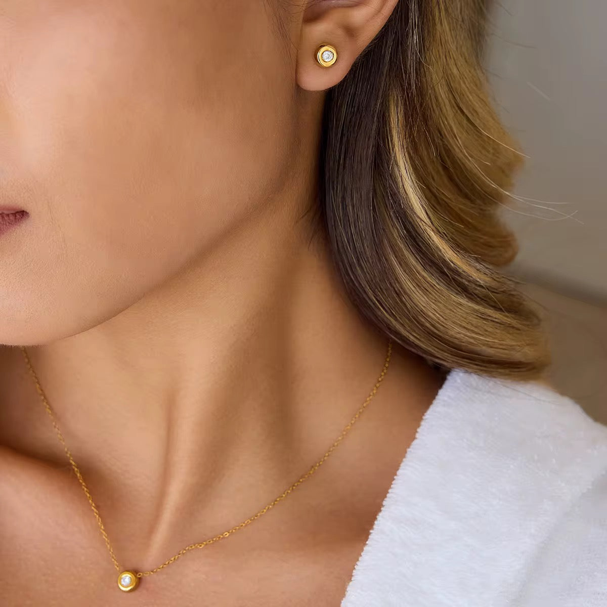 Basic Shiny Set Necklace+Earrings