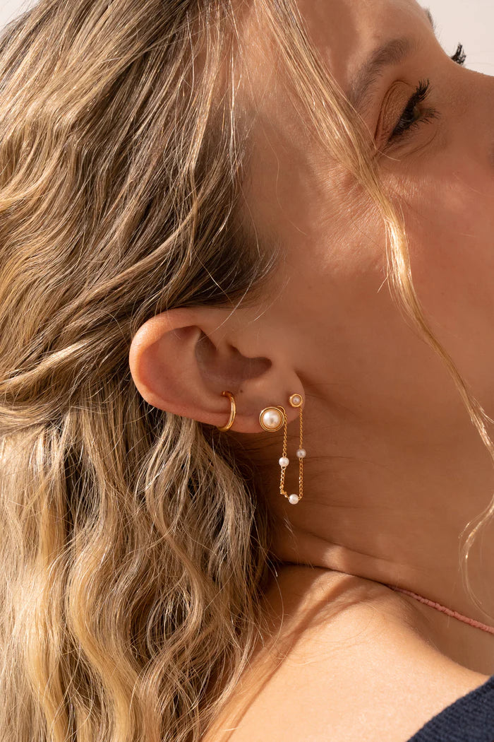 Solitario Pearl Earrings+Ear cuff