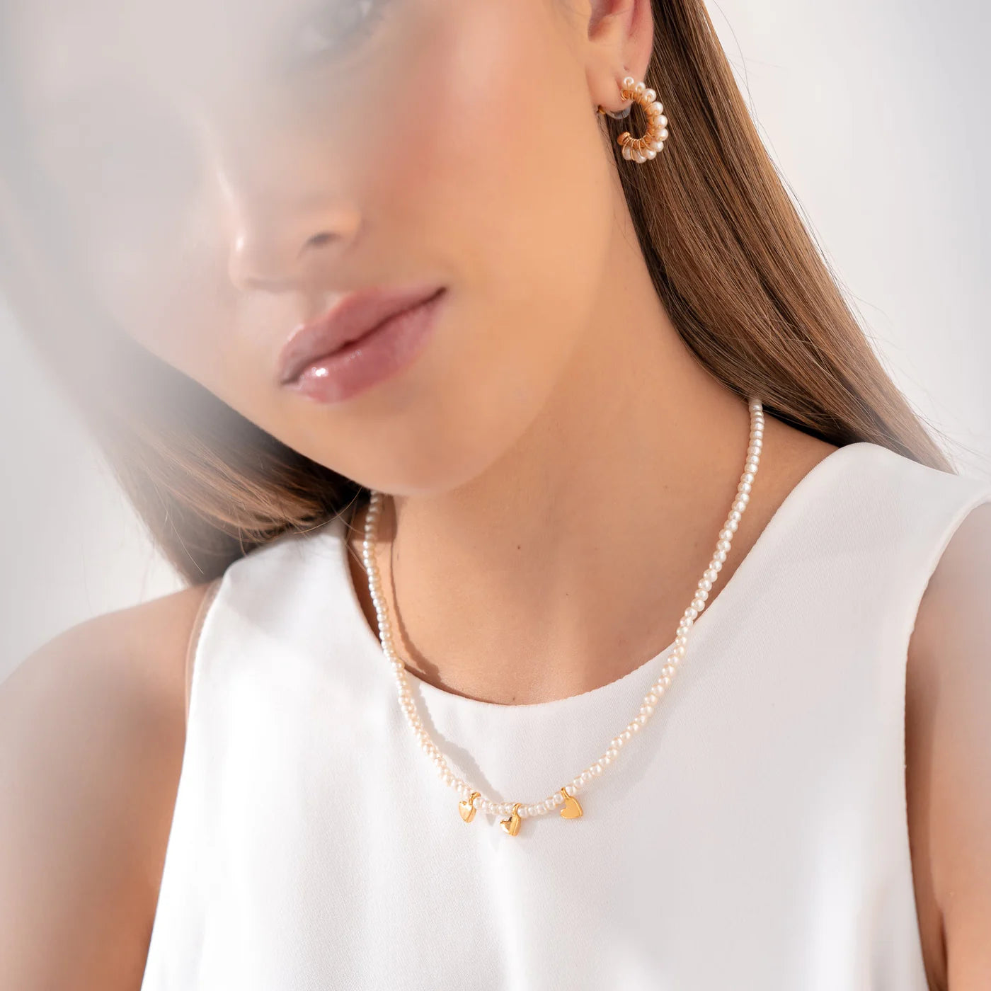 Lovely pearl Necklace+Earrings set
