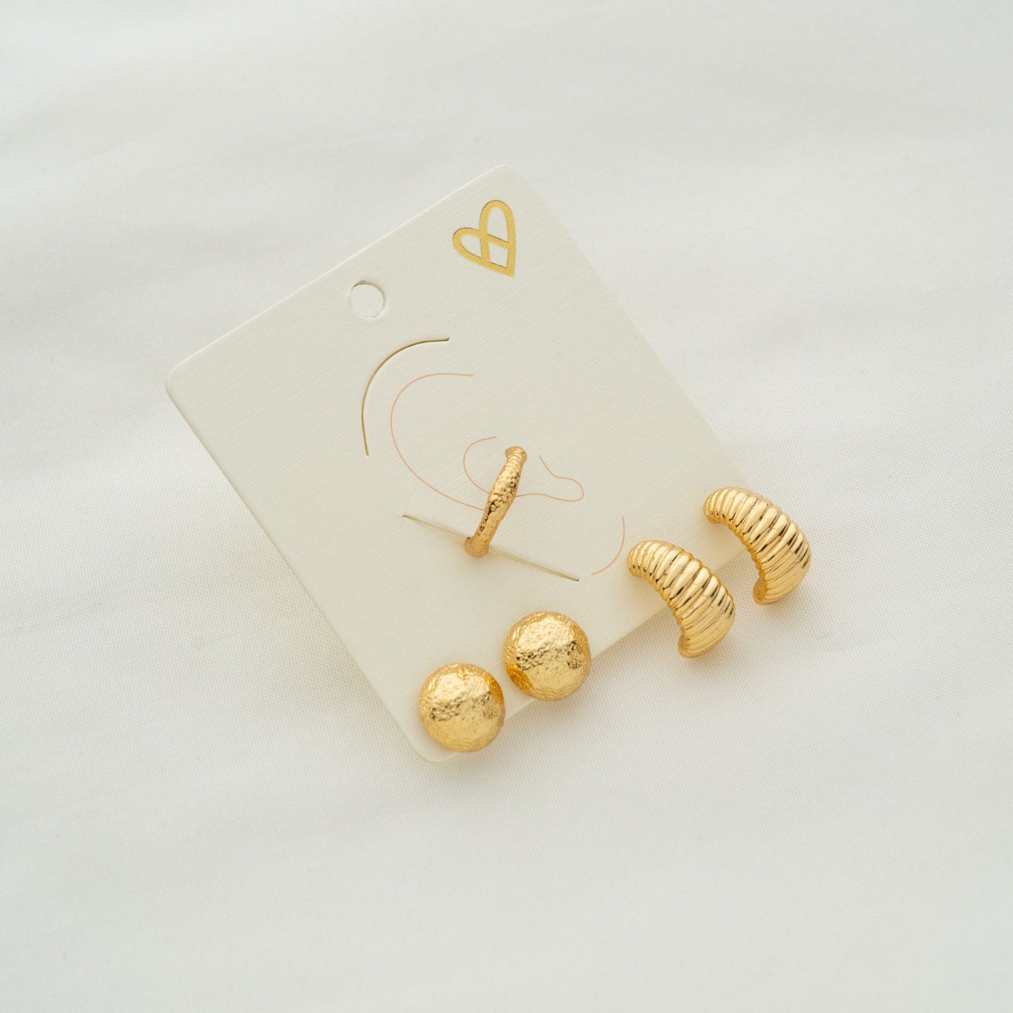 Gold texture Earrings Set